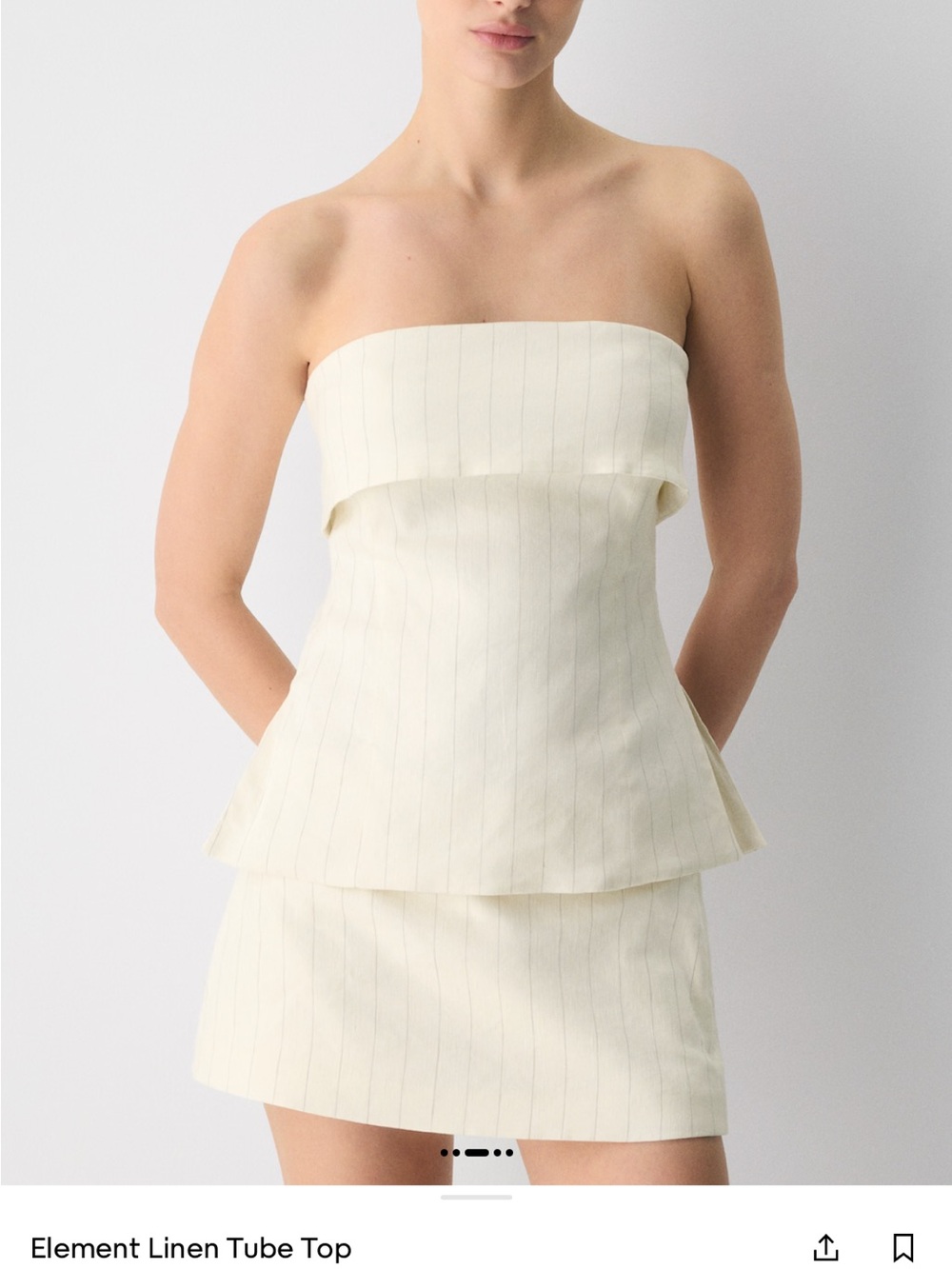 Aritzia Cream Strapless Linen Tube Top